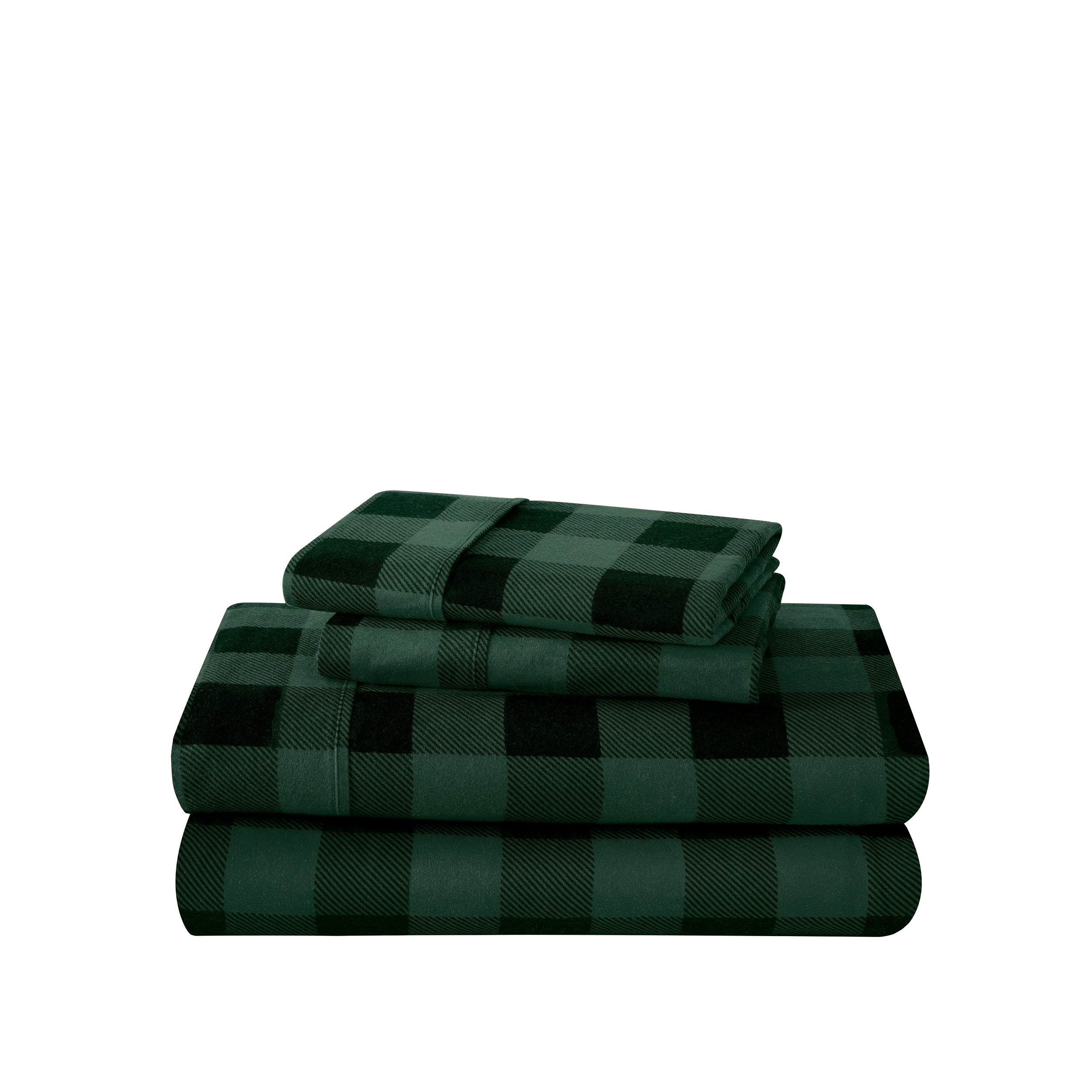 Flannel sheet set folded and stacked