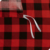 Red and black checkered duvet ties