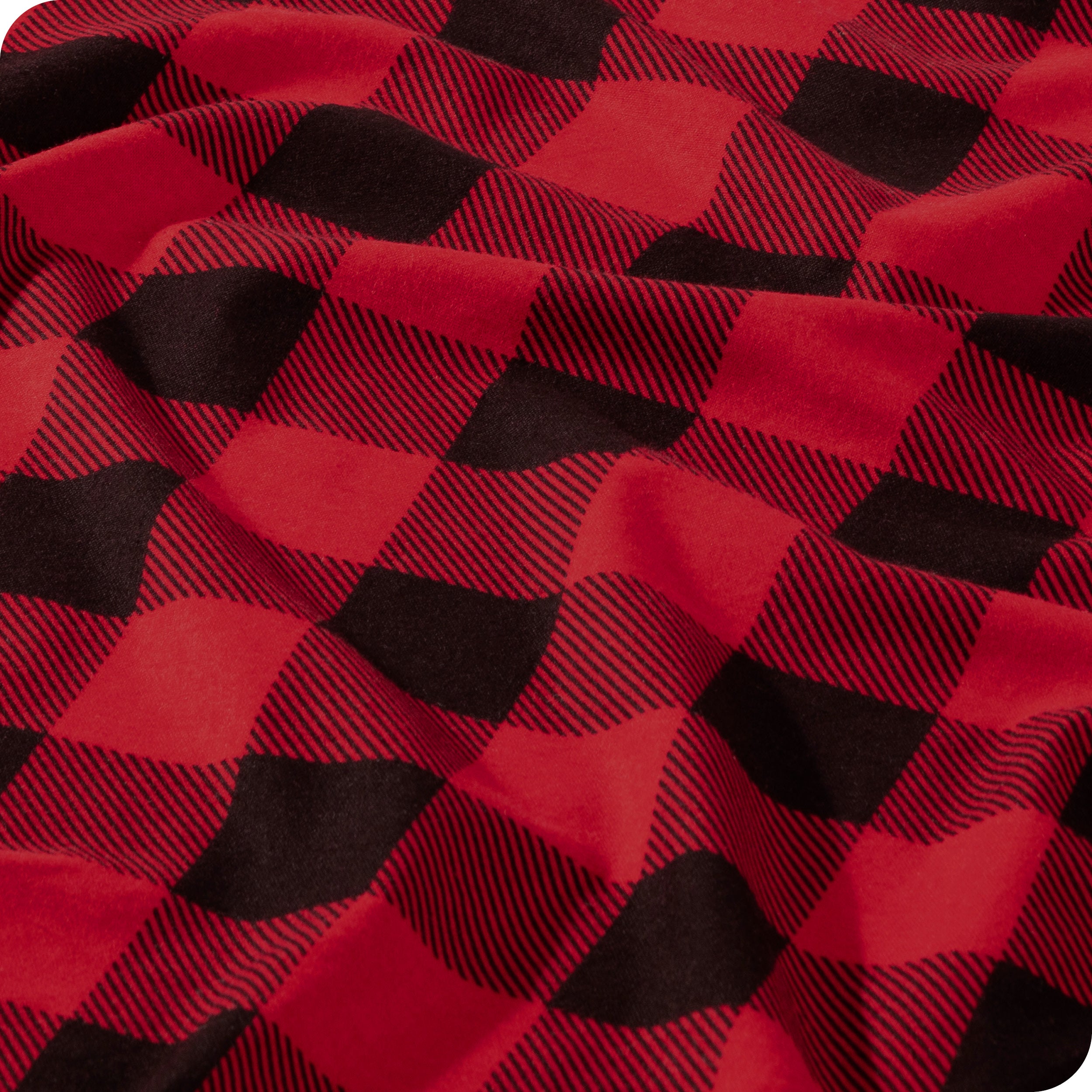 A close up view of a flannel sheet showing the texture.