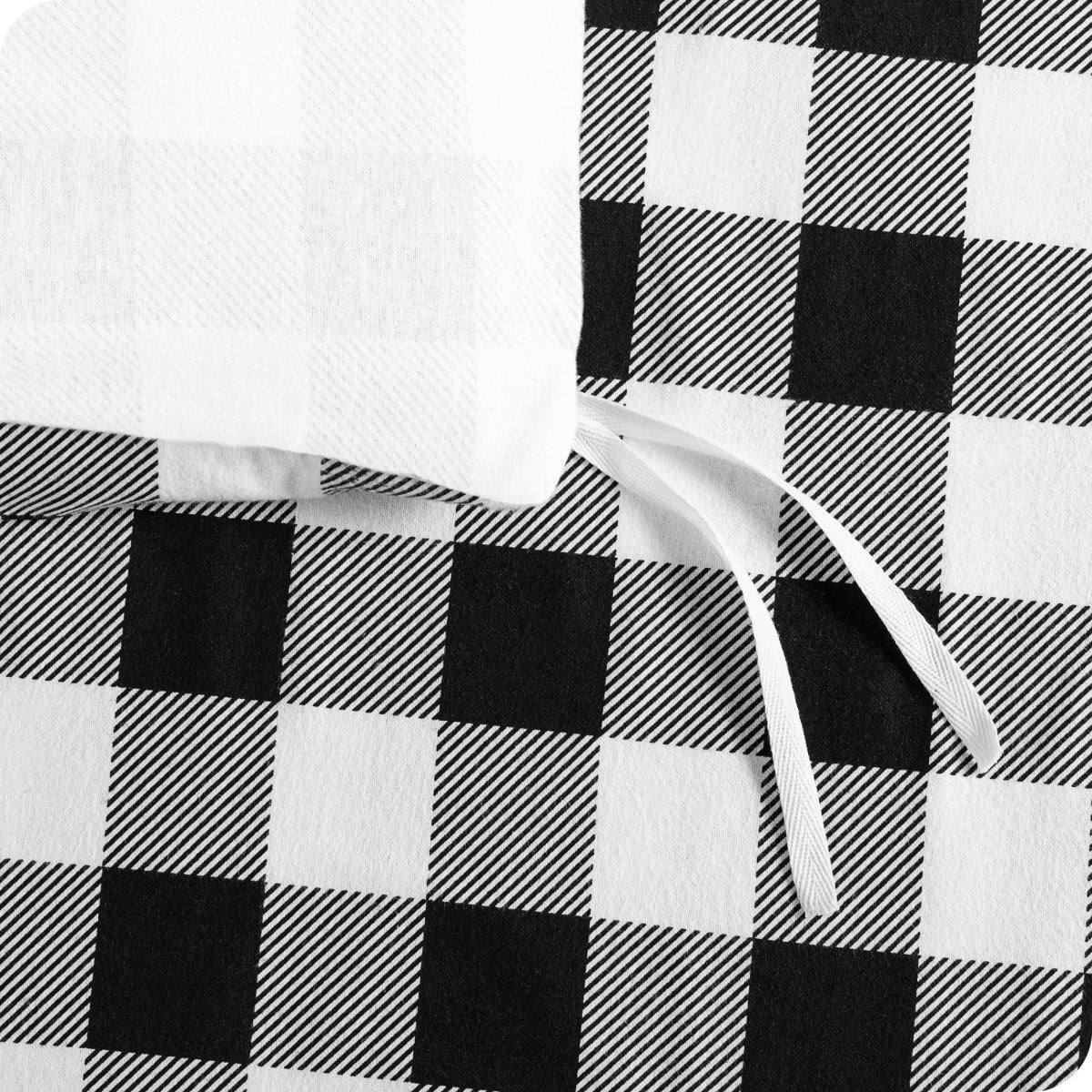 Black and white checkered duvet cover ties