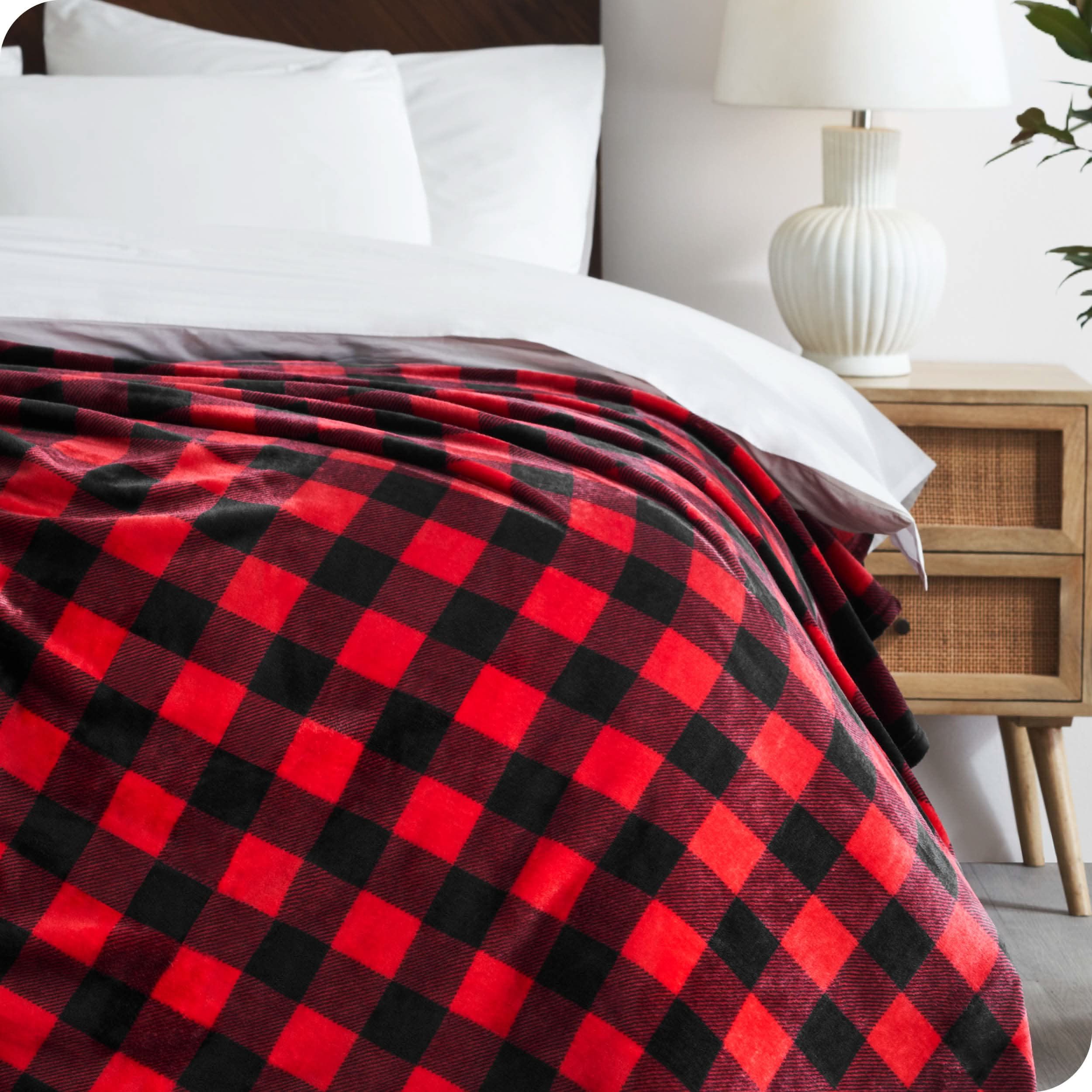 Buffalo Plaid microplush blanket folded neatly