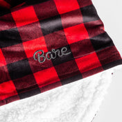 Wearable blanket fabric with 'Bare' embroidery