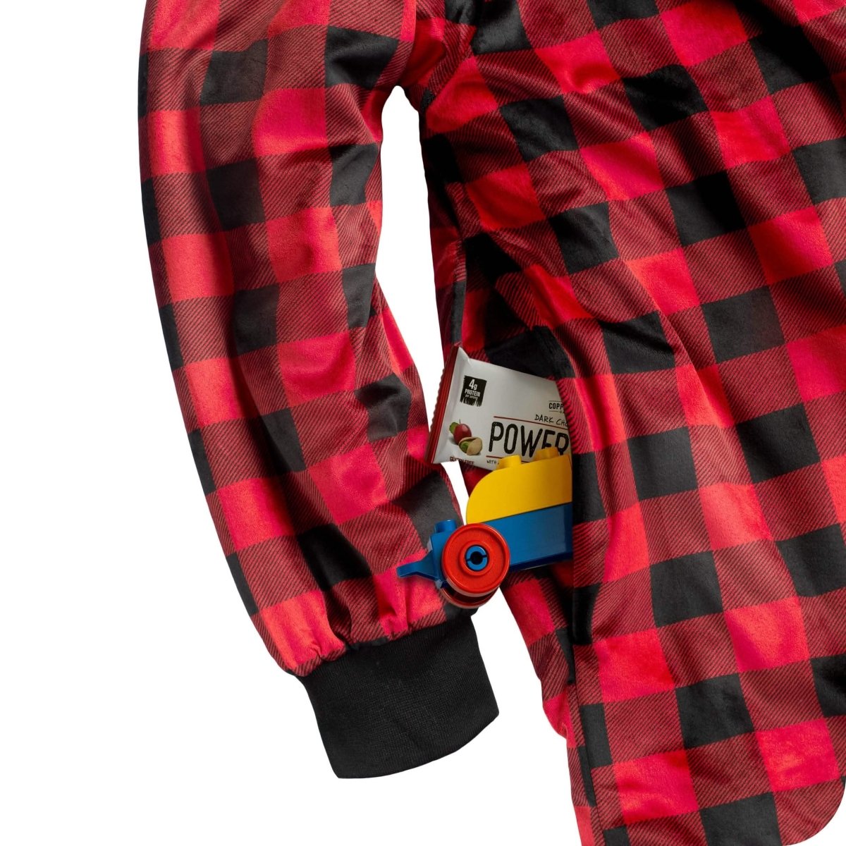 Close up of the pocket of a wearable blanket