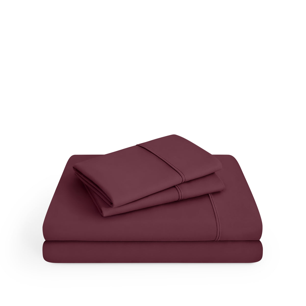 Microfiber sheet set folded and stacked