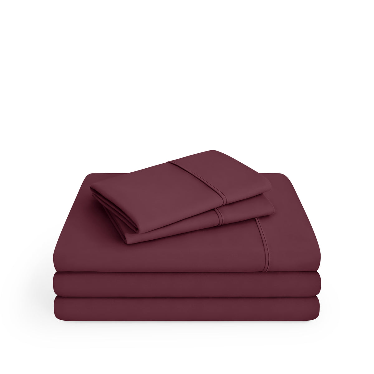 Microfiber sheet set folded and stacked