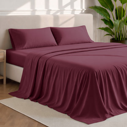 Microfiber sheets and pillowcases in a bedroom stetting