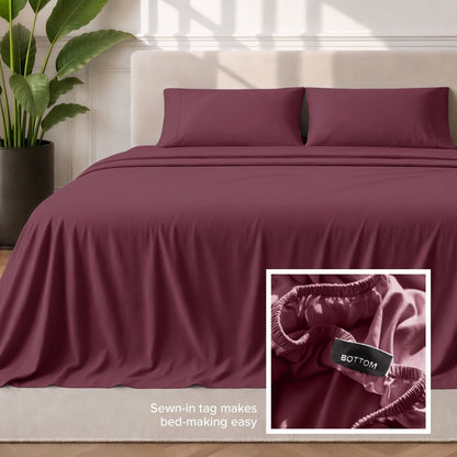 Sewn-in tag makes bed-making easy