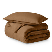 Solid color duvet set folded and stacked