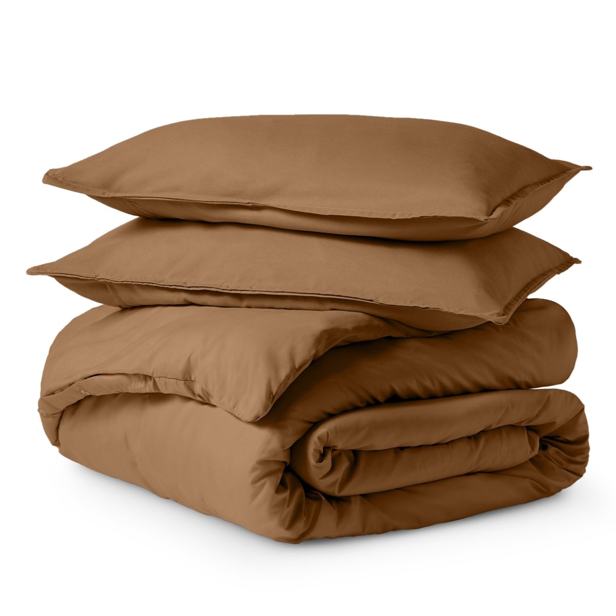 Solid color duvet set folded and stacked