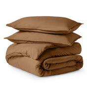 Solid color duvet set folded and stacked
