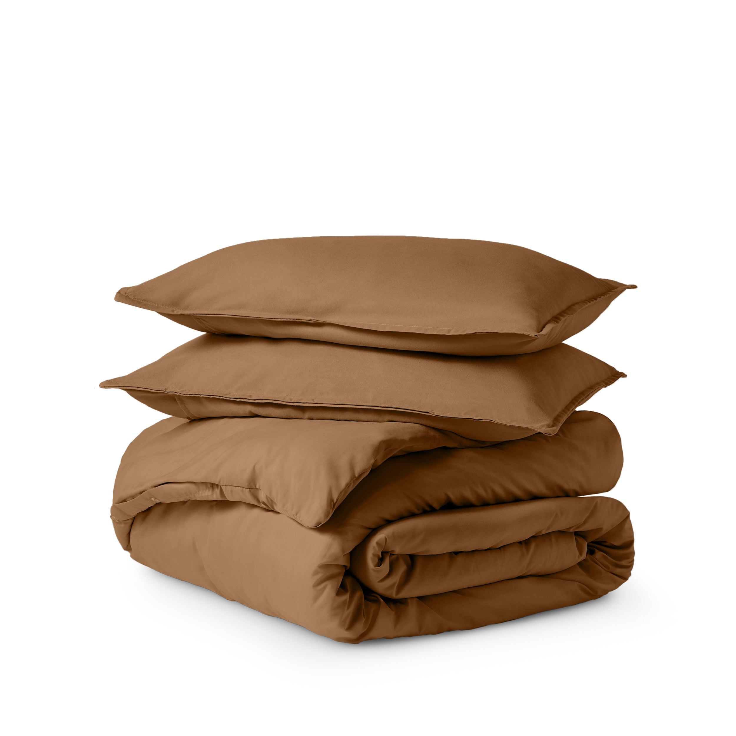 Solid color duvet set folded and stacked