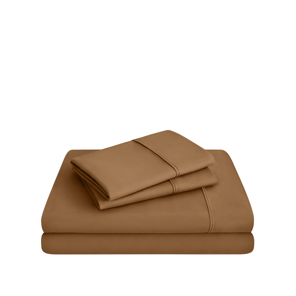 Microfiber sheet set folded and stacked