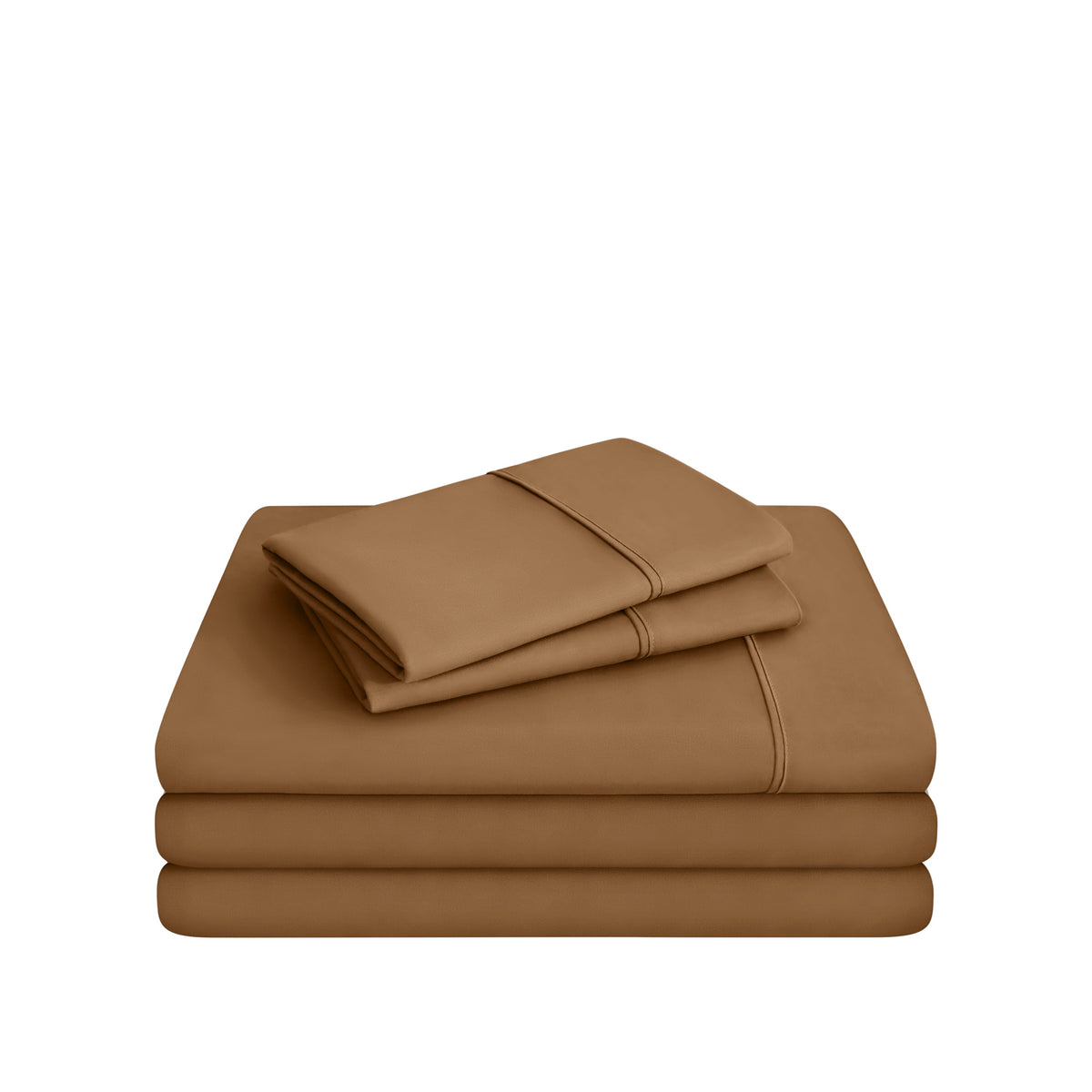 Microfiber sheet set folded and stacked