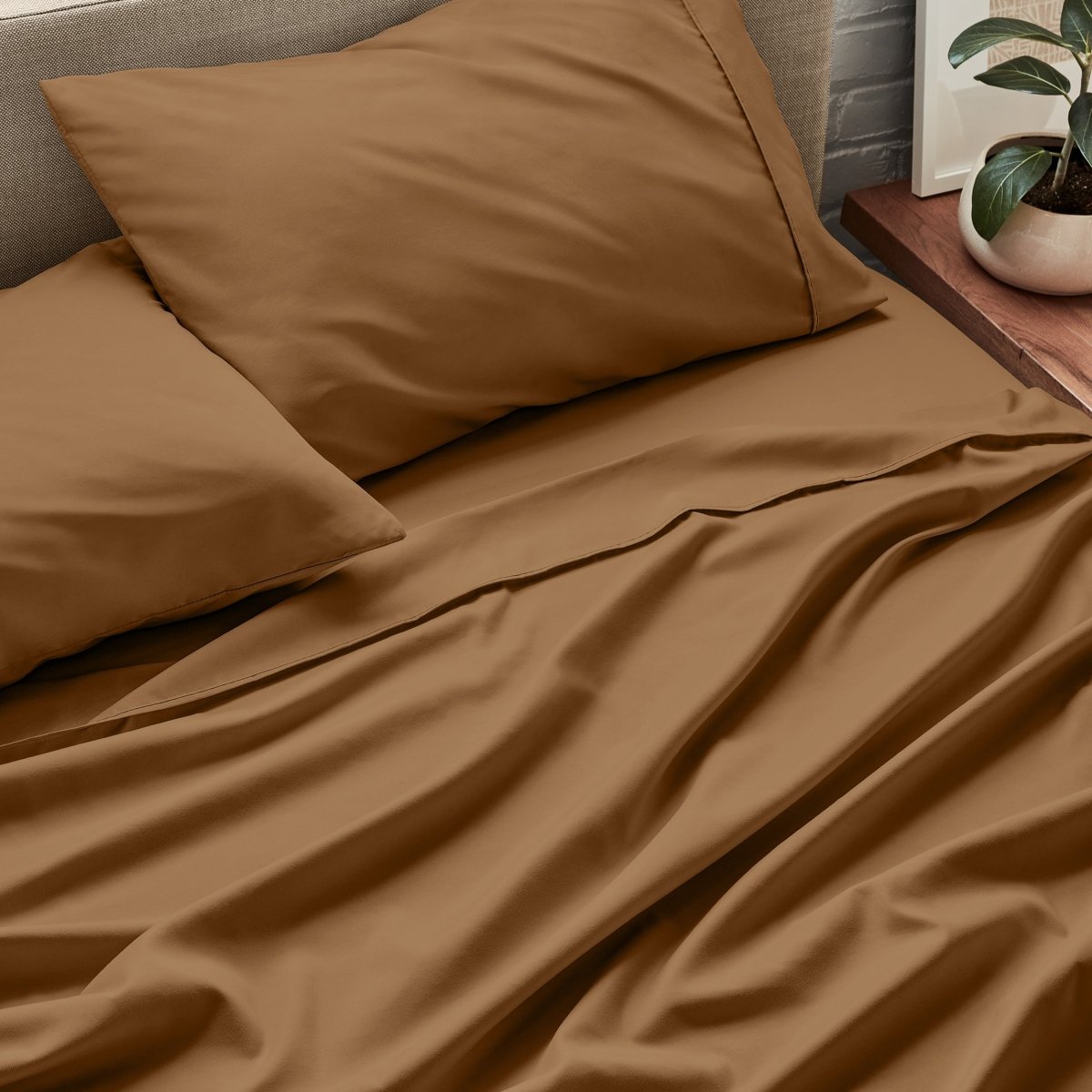 Close up of ultra-soft sheets on a bed