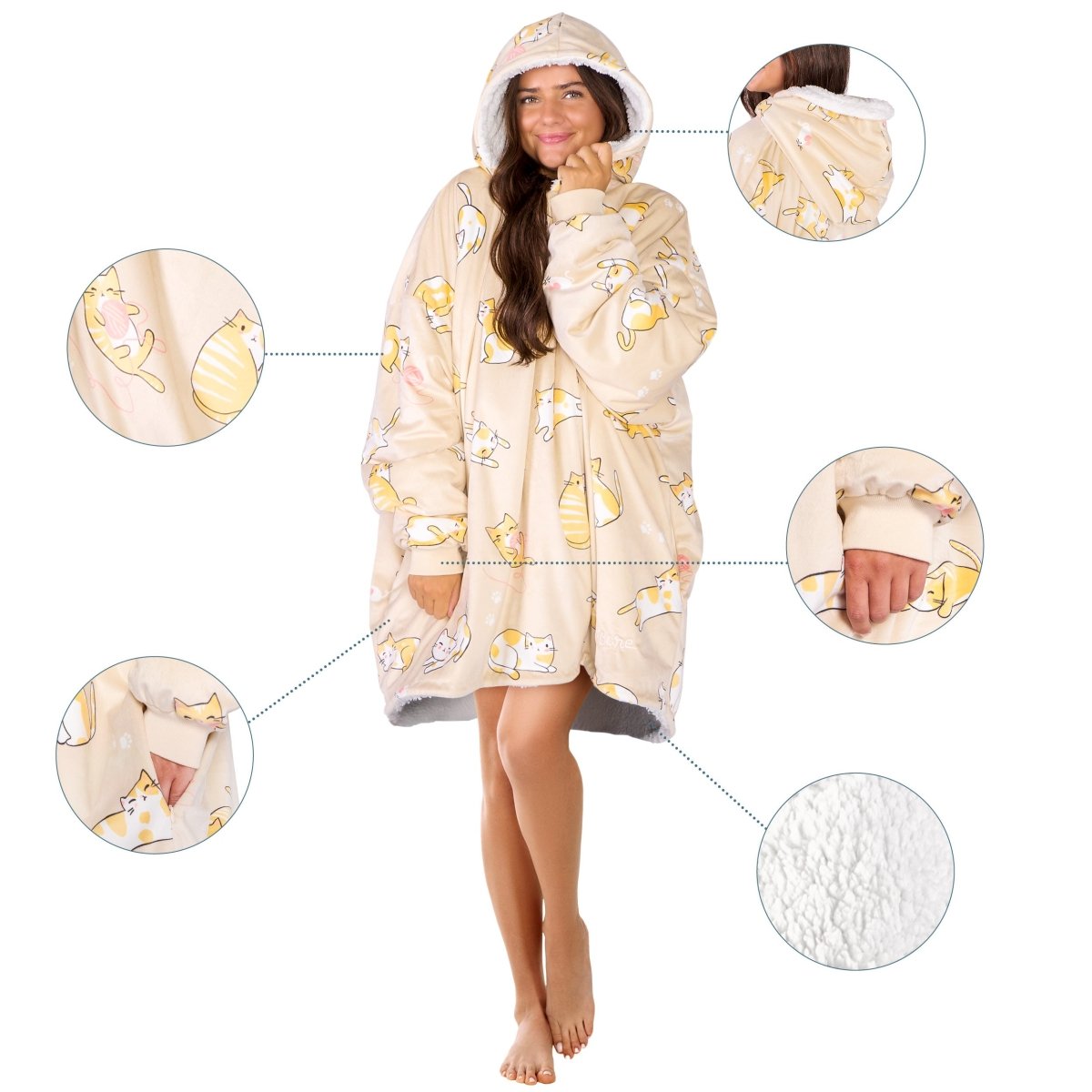 Person wearing a Bare Homey with close-up inserts on a white background