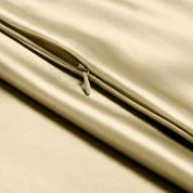 Close-up of a satin pillowcase with a zipper