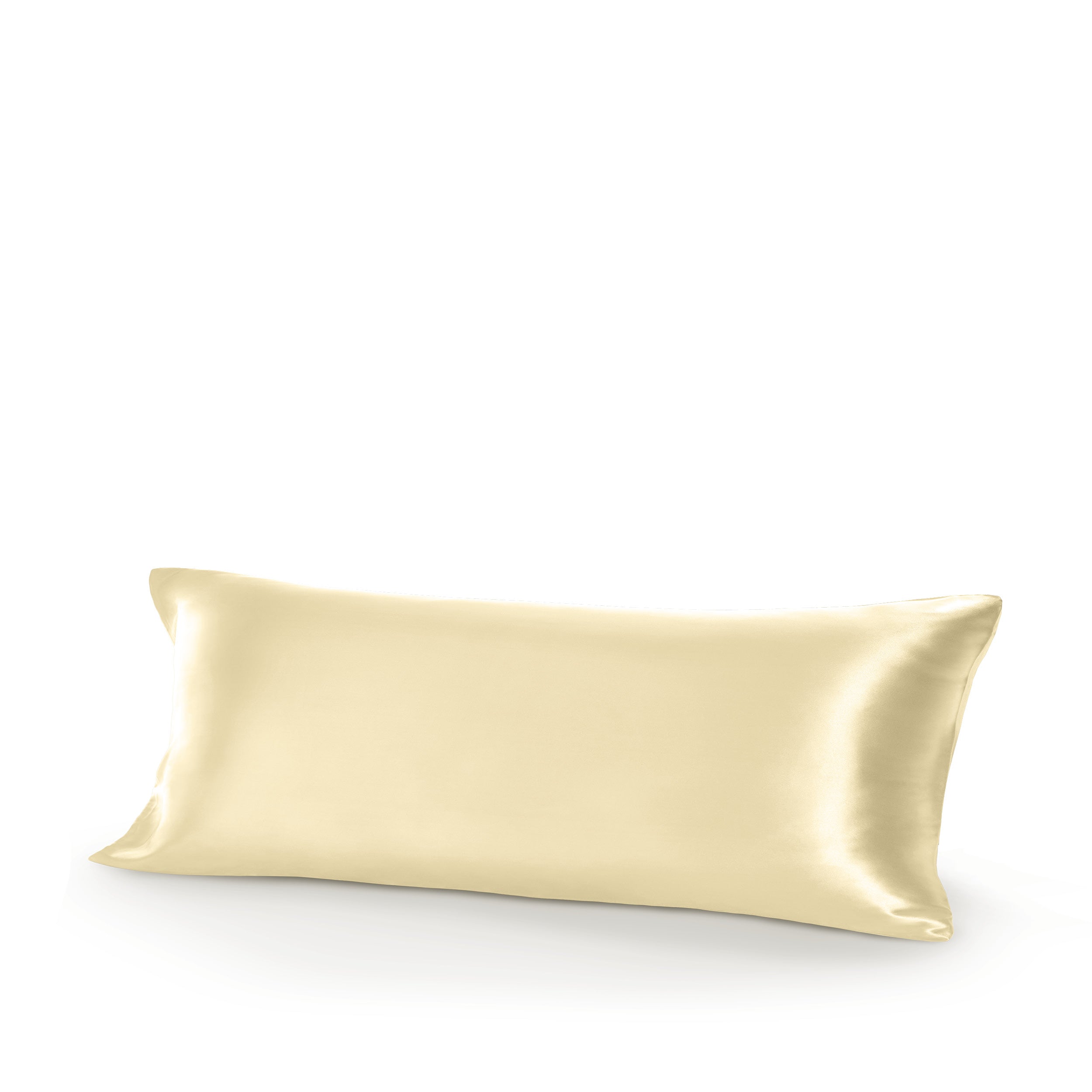 Champagne silk pillow on a white background