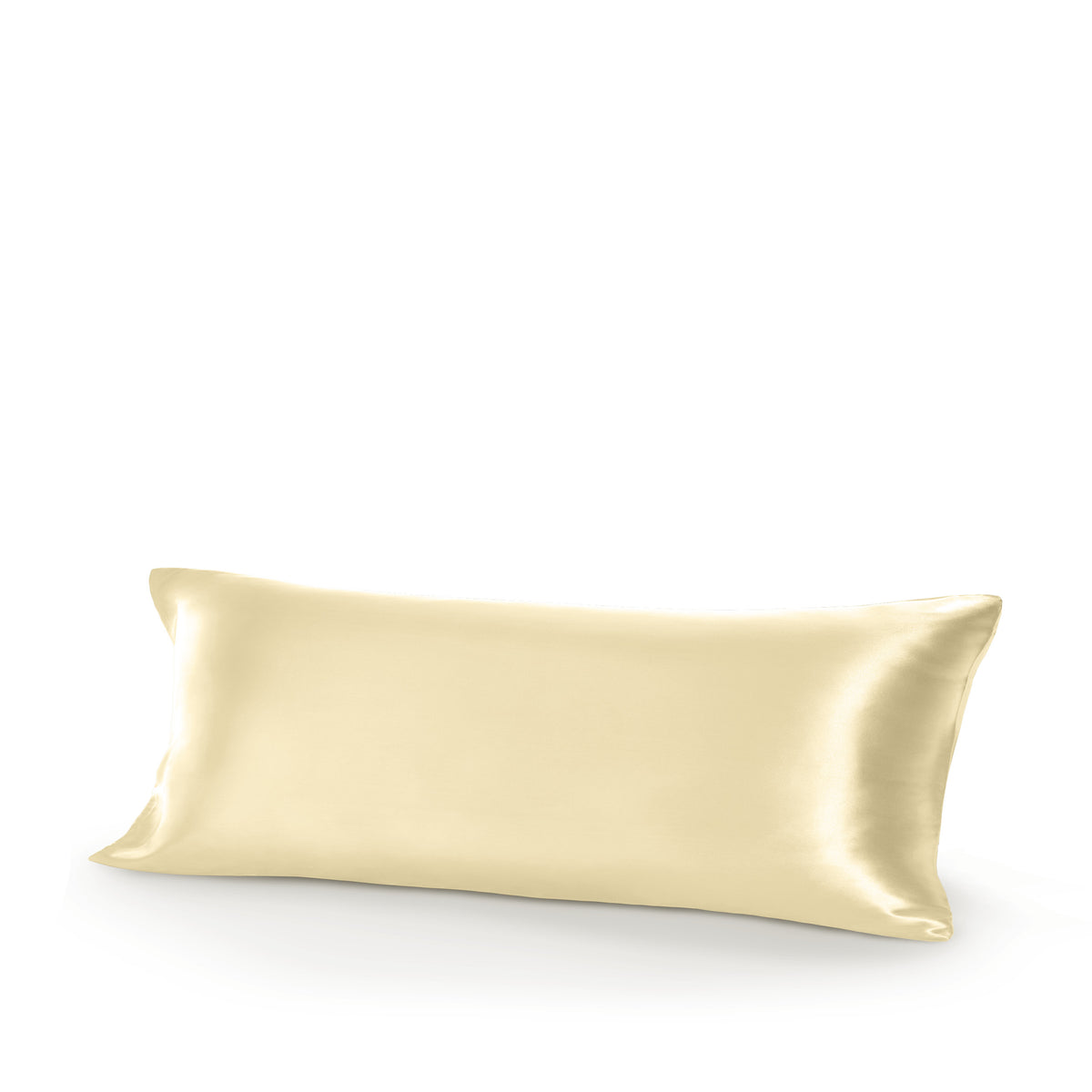 Champagne silk pillow on a white background