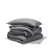 Comforter set stacked on a white background