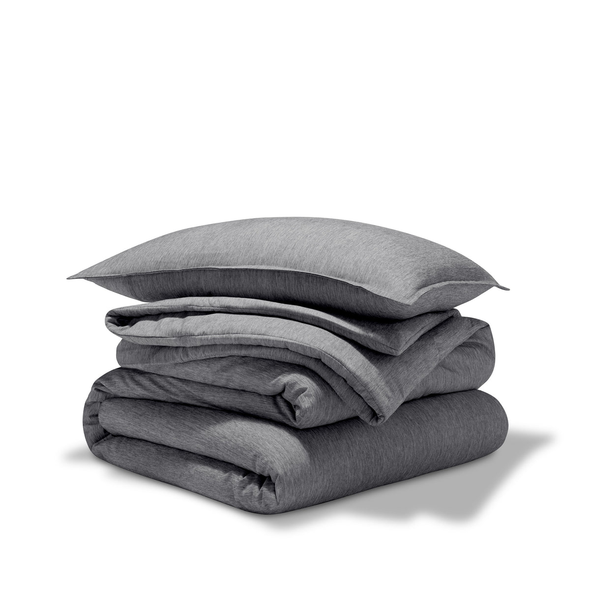 Comforter set stacked on a white background