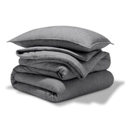 A comforter set folded and stacked
