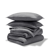 Comforter set stacked on a white background