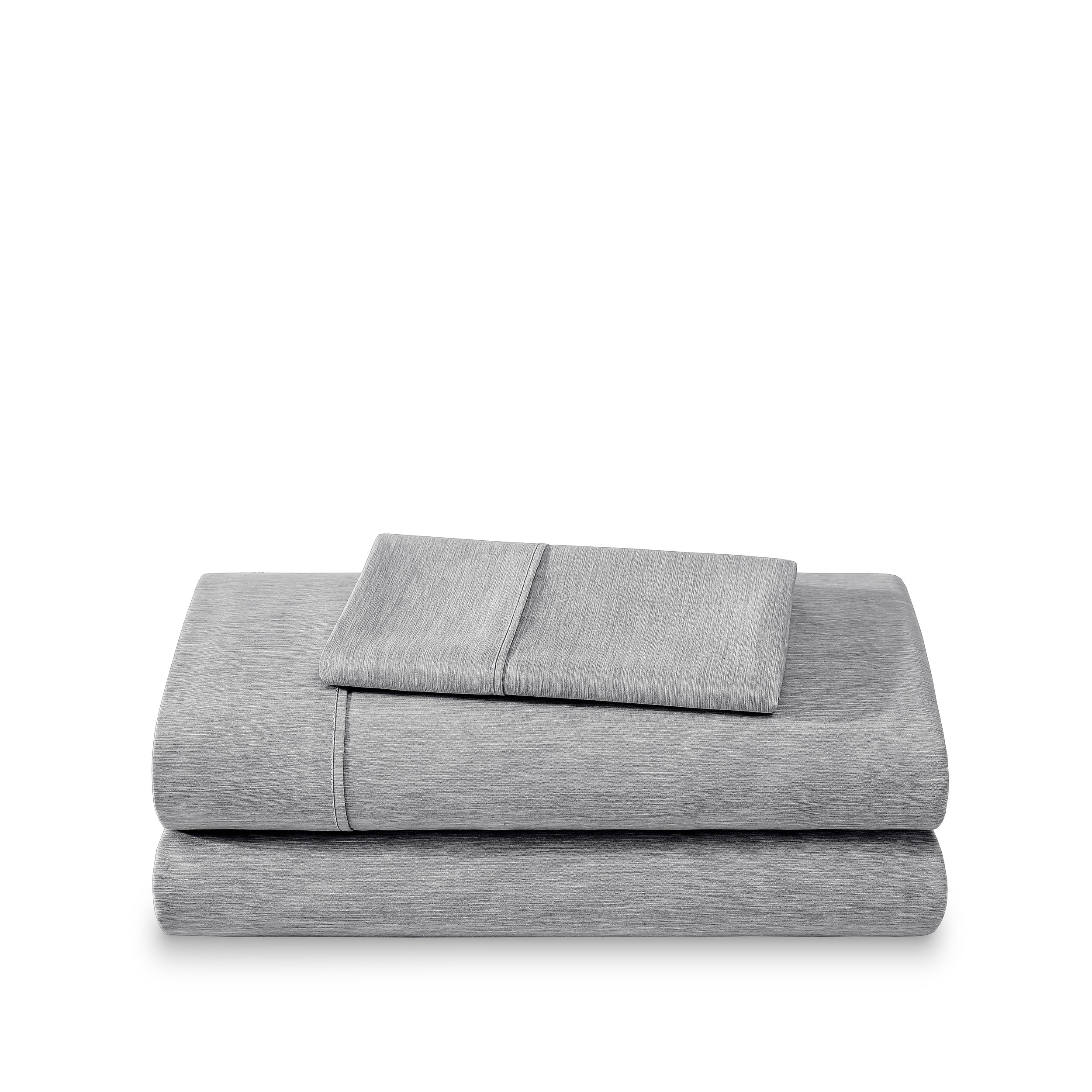 Microfiber sheet set folded and stacked neatly