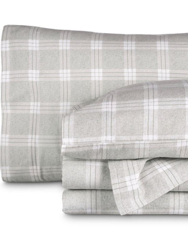 Flannel print sheets folded and stacked