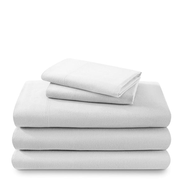 A neatly arranged set of flannel sheets