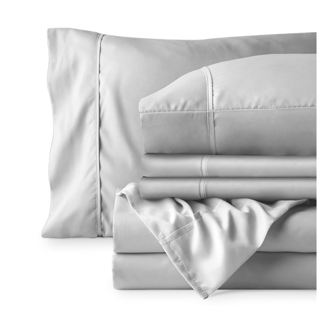 Sheet set folded on a white background