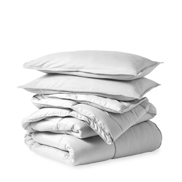 A down alternative comforter folded neatly