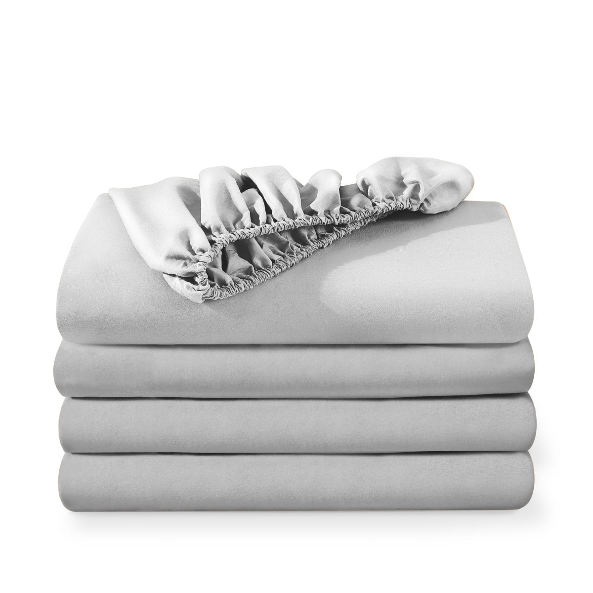 4 ultra soft fitted sheets folded and stacked
