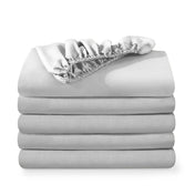 5 ultra soft fitted sheets folded and stacked