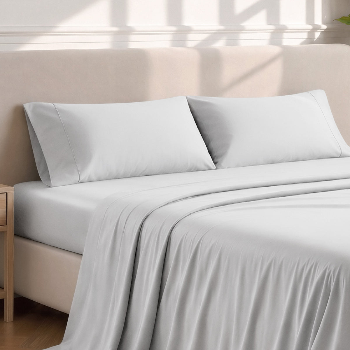 Matching sheets and pillowcases on a bed