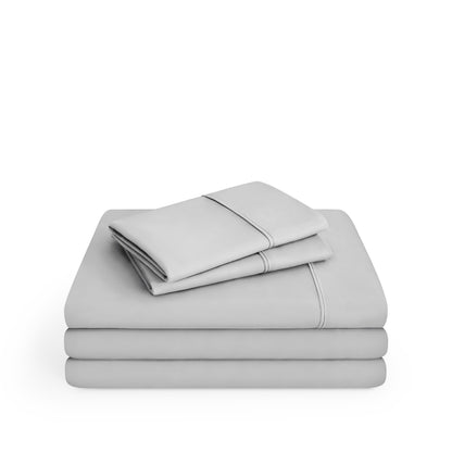 Microfiber sheet set folded and stacked