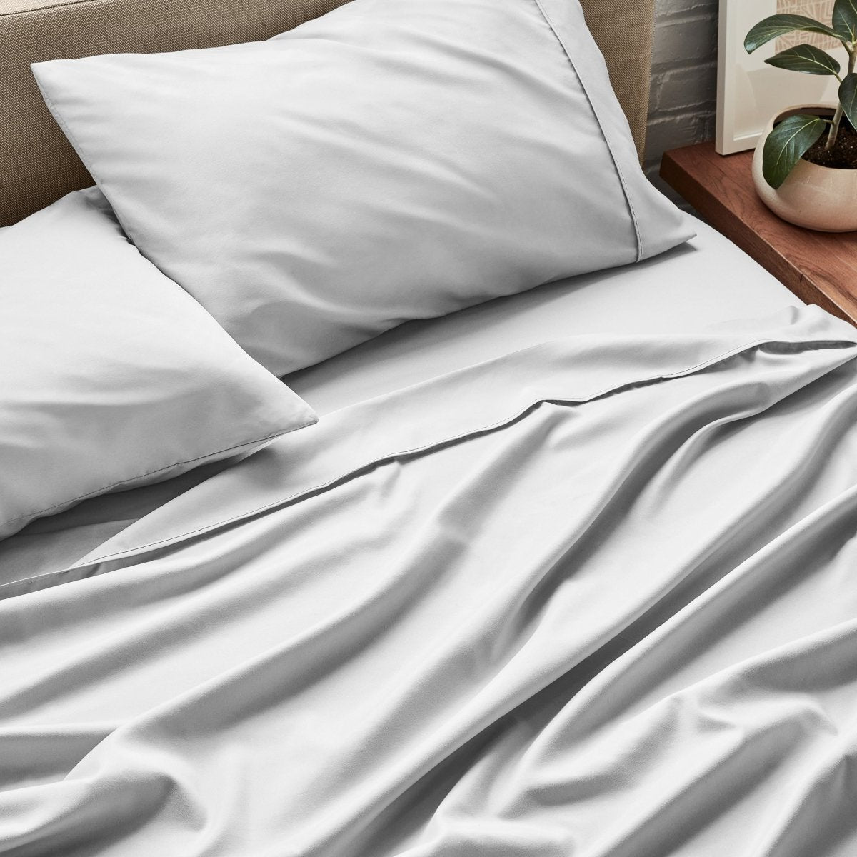 Close up of ultra-soft sheets on a bed