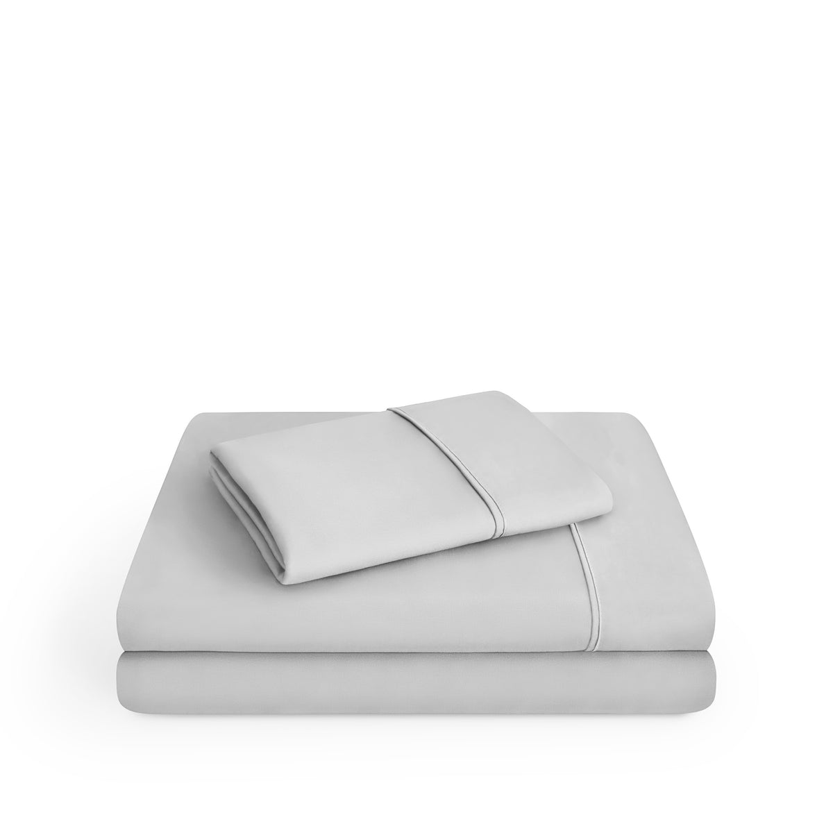 Microfiber sheet set folded and stacked