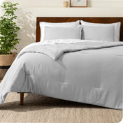 A comforter set on a bed