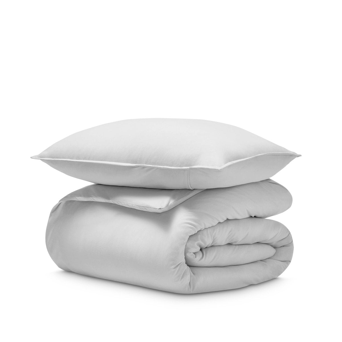 Jersey duvet and pillow sham on a white background