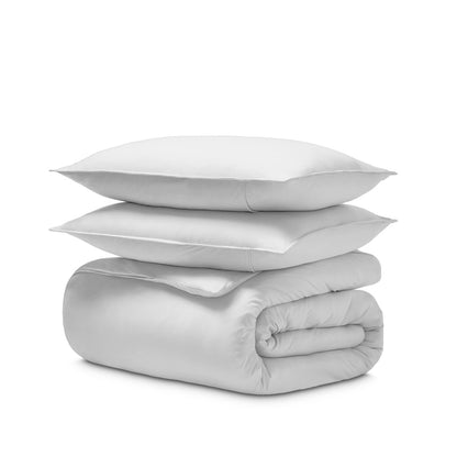 Jersey duvet and pillow shams on a white background