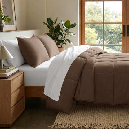 Microfiber comforter set on a bed