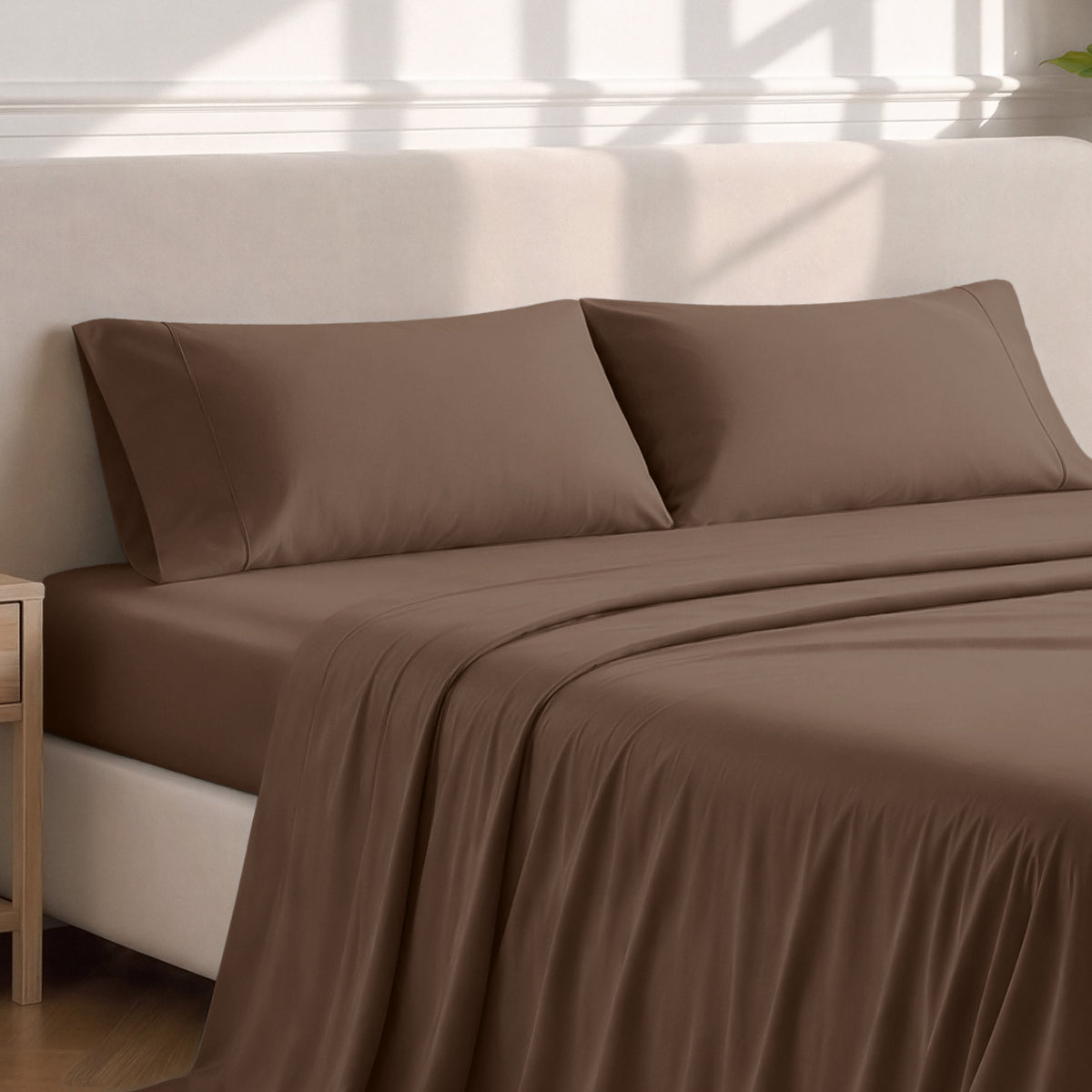 Matching sheets and pillowcases on a bed