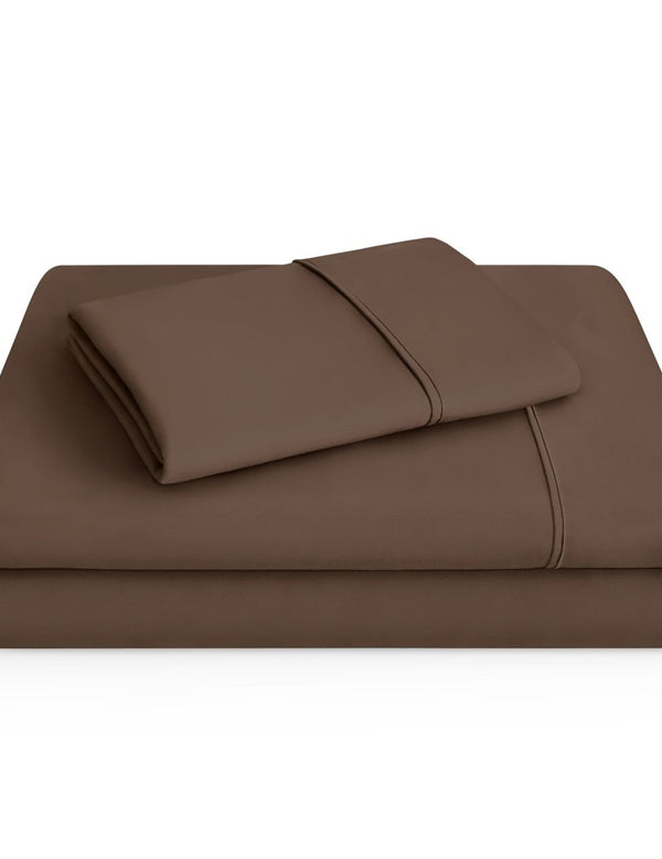 Microfiber sheet set folded and stacked neatly