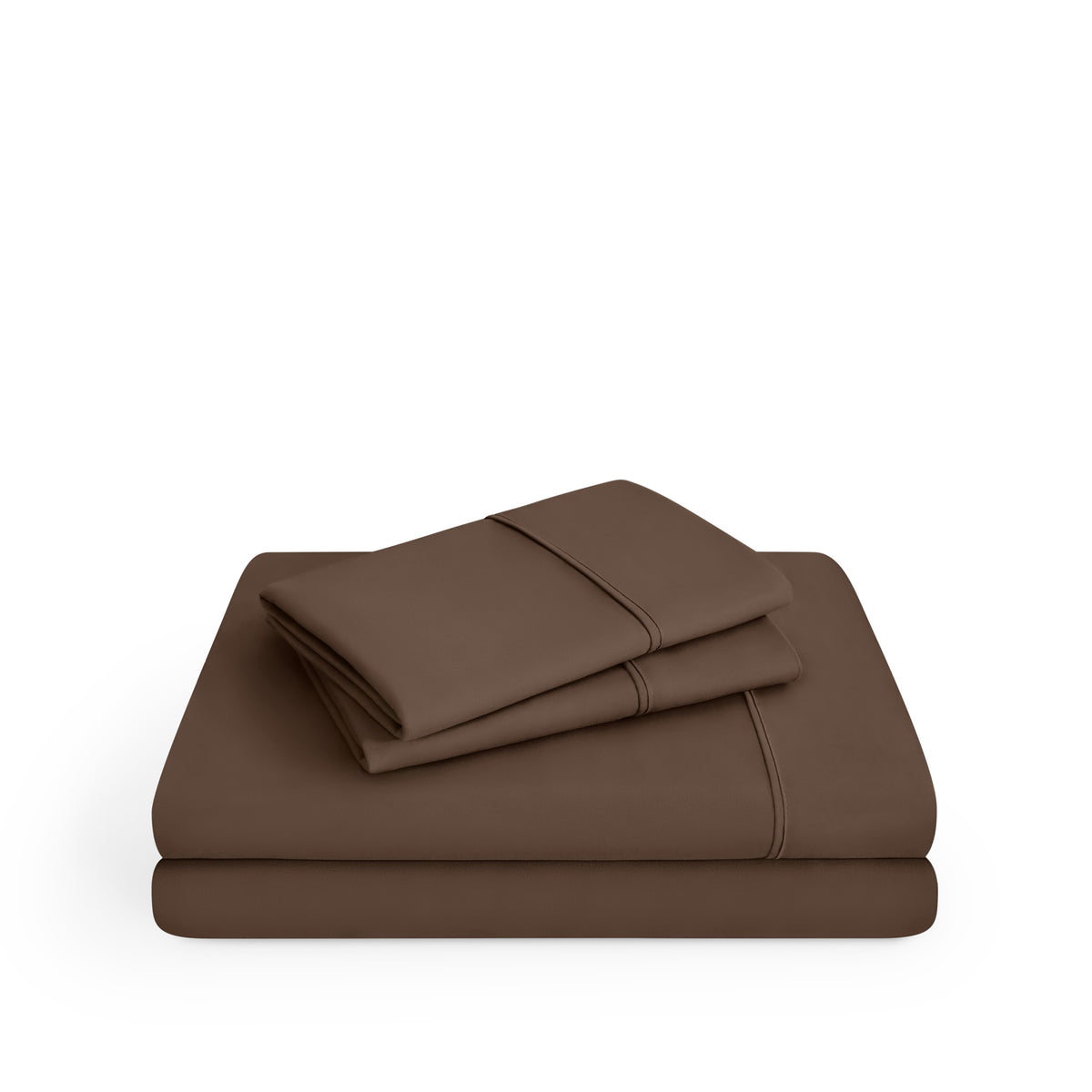 Microfiber sheet set folded and stacked