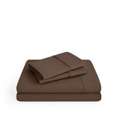 Microfiber sheet set folded and stacked