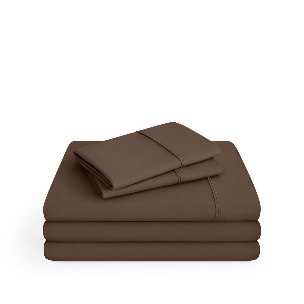 Microfiber sheet set folded and stacked
