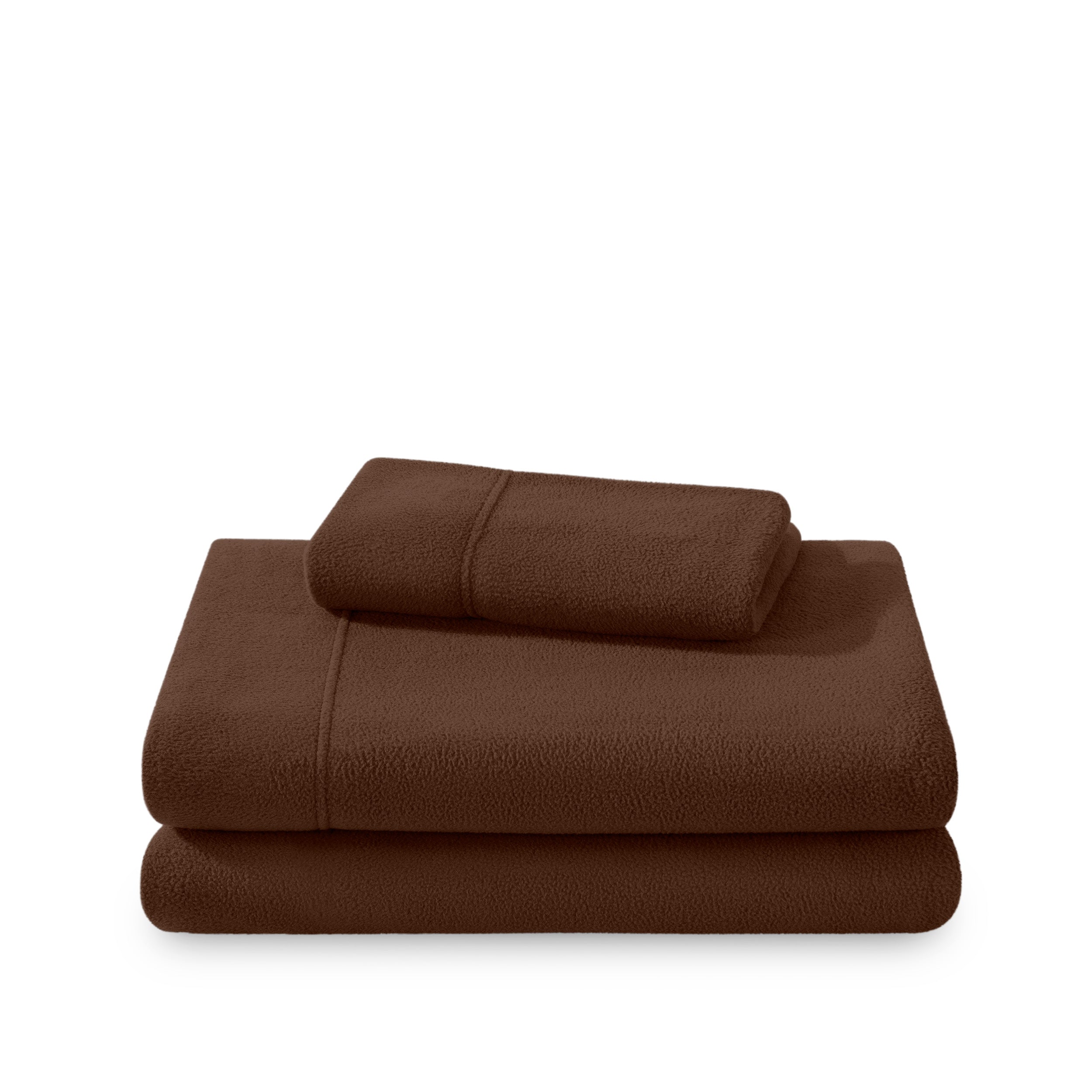 Polar fleece sheet set folded and stacked