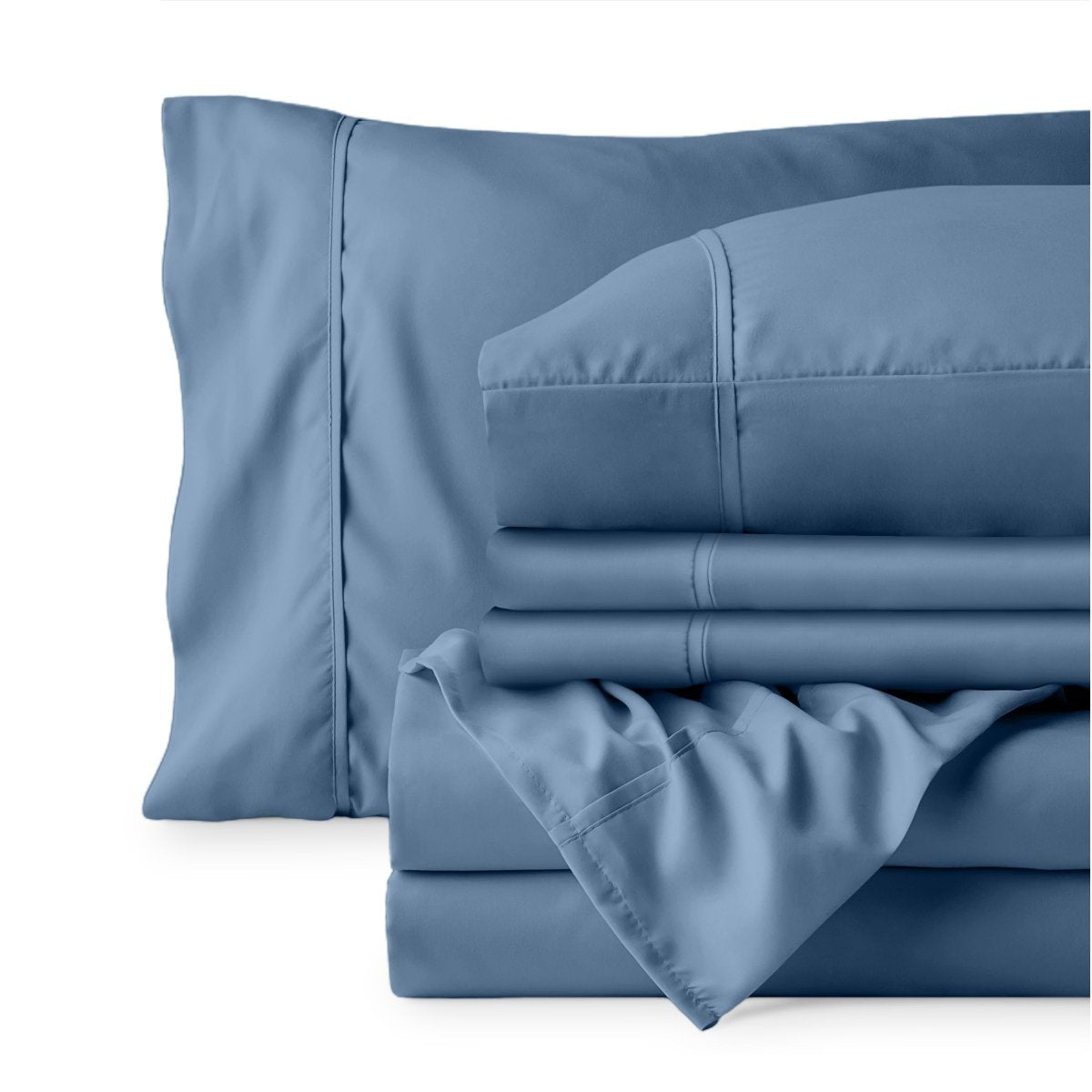 Sheet set folded on a white background