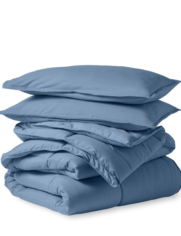 A down alternative comforter folded neatly