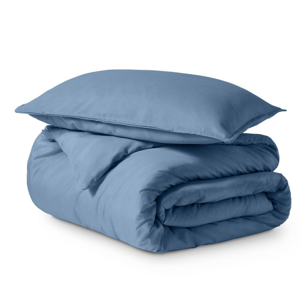Solid color duvet set folded and stacked